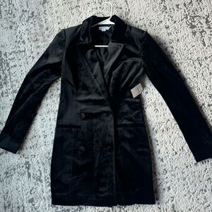 NWT Good American Velvet Blazer Mini Dress in Black - Size Small